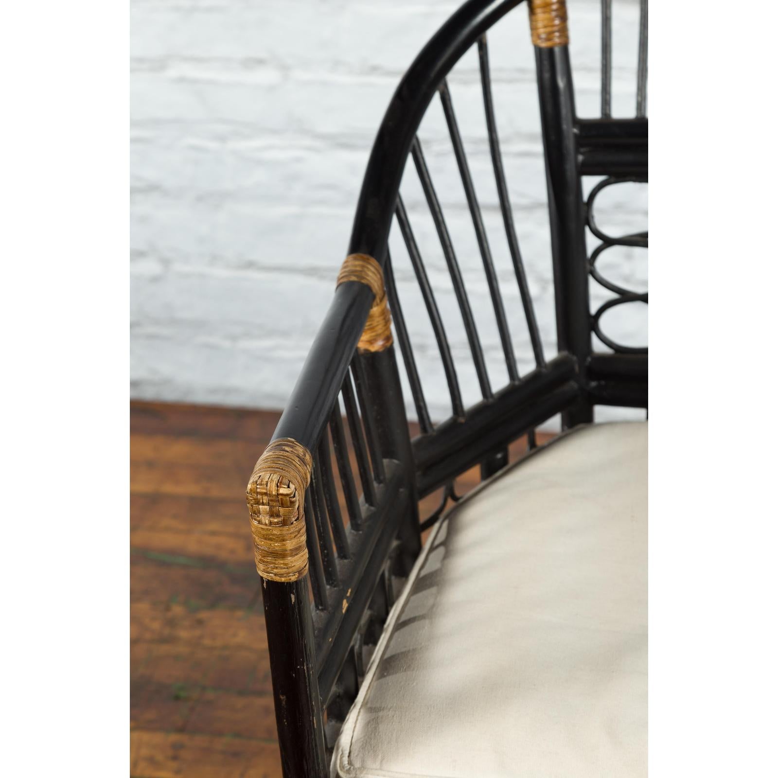 Horseshoe Back Chair with Bamboo Fretwork Geometric Motifs
