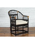 Horseshoe Back Chair with Bamboo Fretwork Geometric Motifs