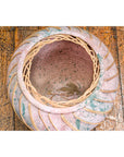 Hand-Crafted American Artists Collection Pink Pastel Vase with Weaving