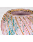 Hand-Crafted American Artists Collection Pink Pastel Vase with Weaving