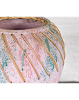 Hand-Crafted American Artists Collection Pink Pastel Vase with Weaving