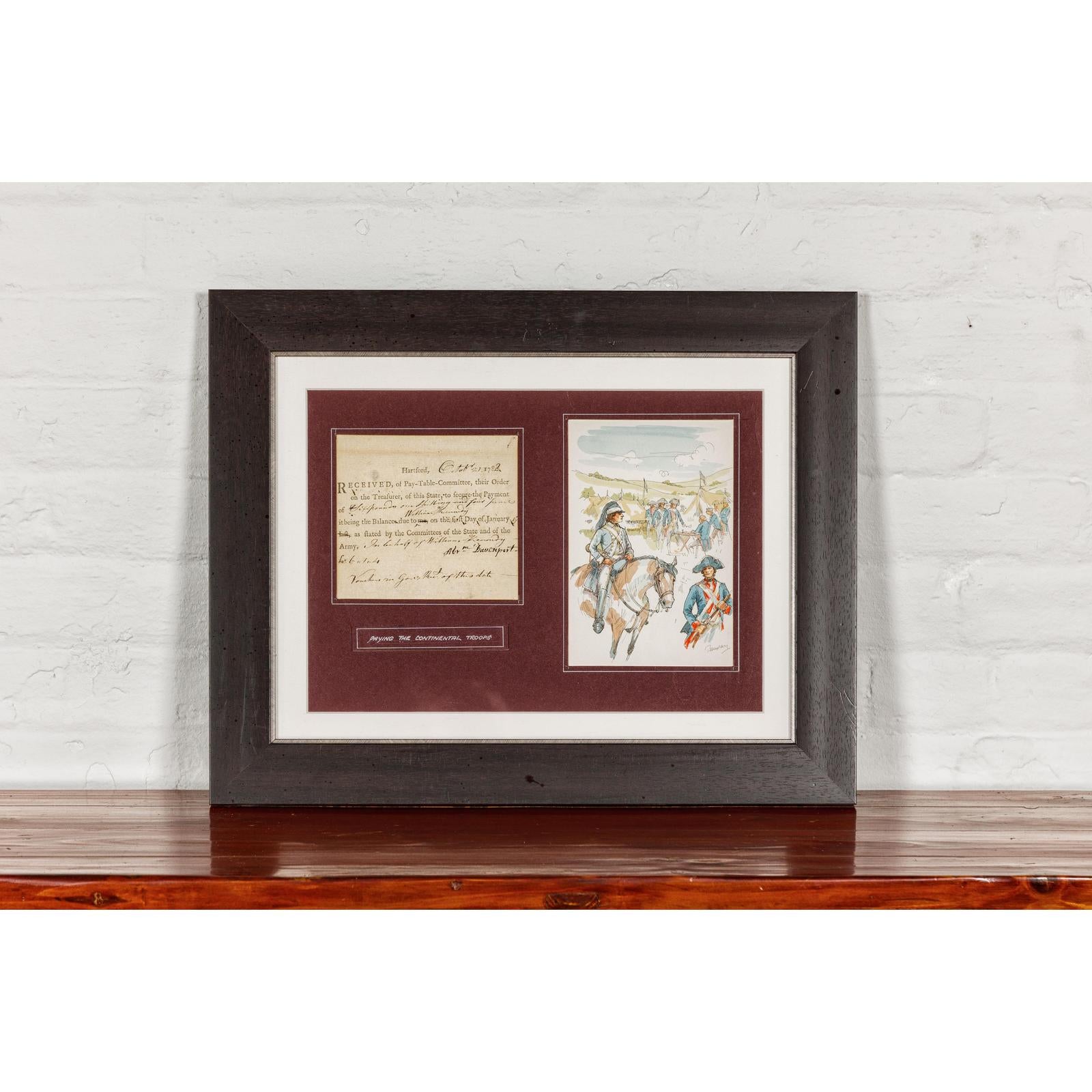 Framed 1780s Revolutionary War Bond, State of Connecticut