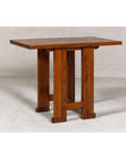 Midcentury Wooden Console Table with Art Deco Inspired Base