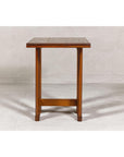 Midcentury Wooden Console Table with Art Deco Inspired Base
