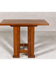Midcentury Wooden Console Table with Art Deco Inspired Base