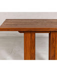 Midcentury Wooden Console Table with Art Deco Inspired Base