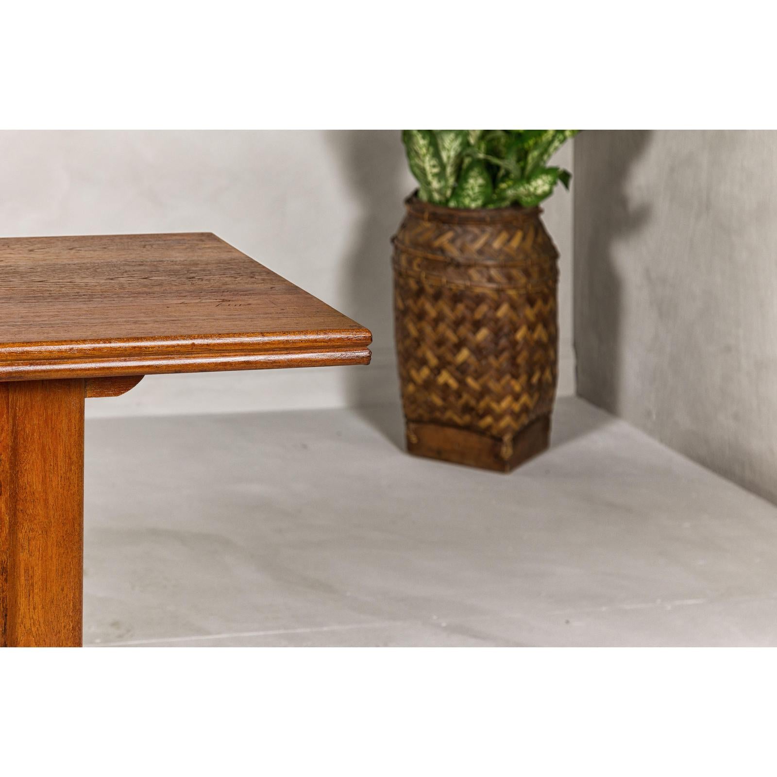 Midcentury Wooden Console Table with Art Deco Inspired Base