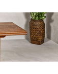 Midcentury Wooden Console Table with Art Deco Inspired Base
