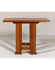 Midcentury Wooden Console Table with Art Deco Inspired Base