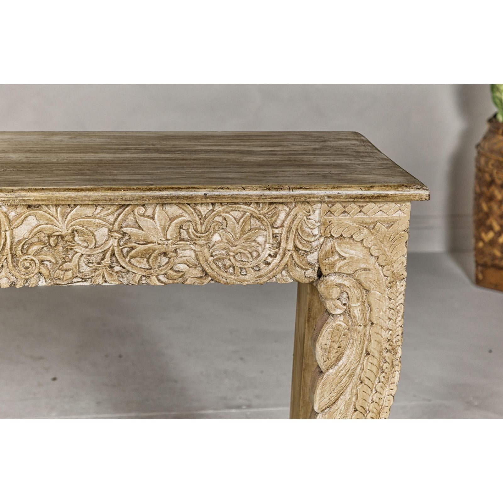 Mughal Style Console Table with Beautiful Carved Foliage