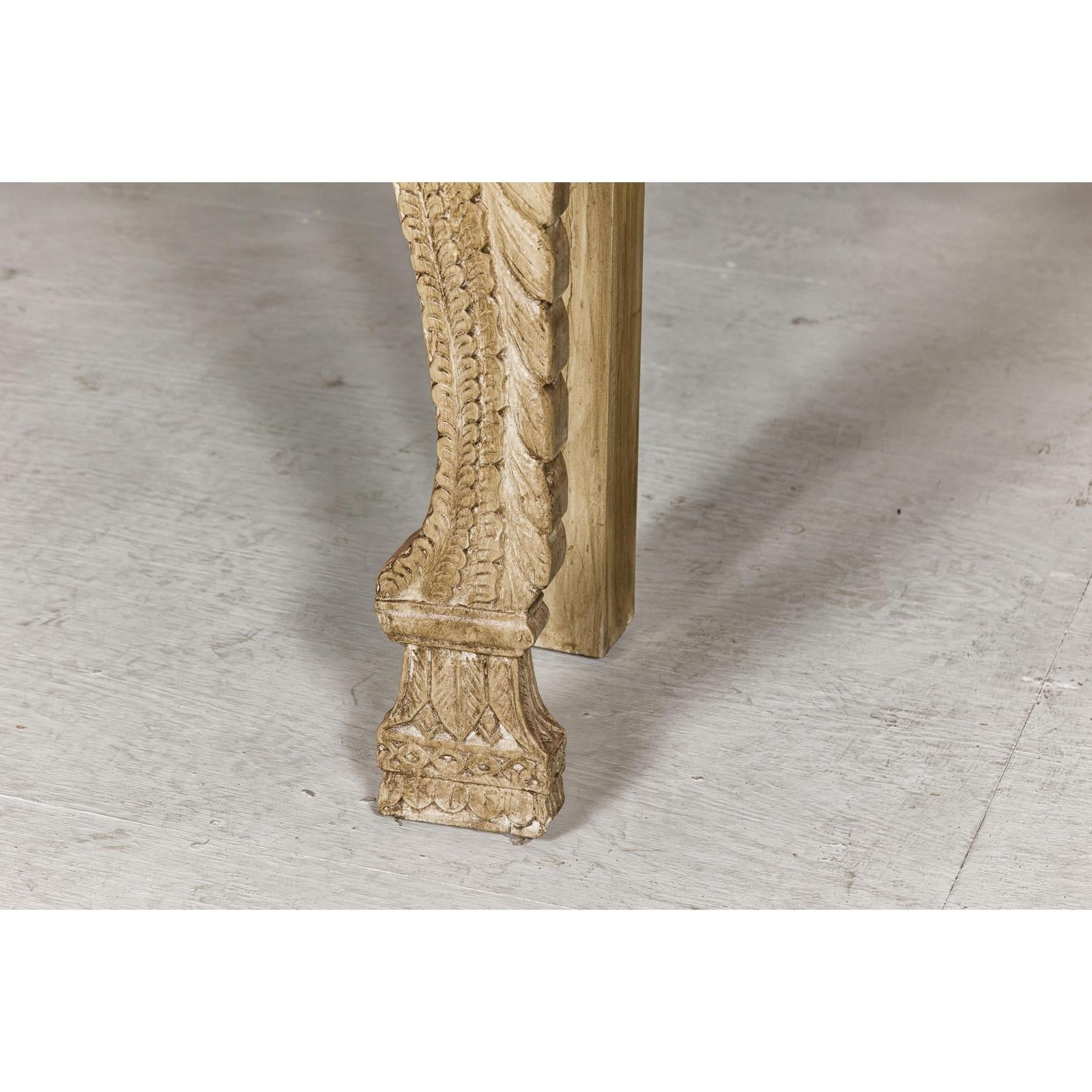 Mughal Style Console Table with Beautiful Carved Foliage