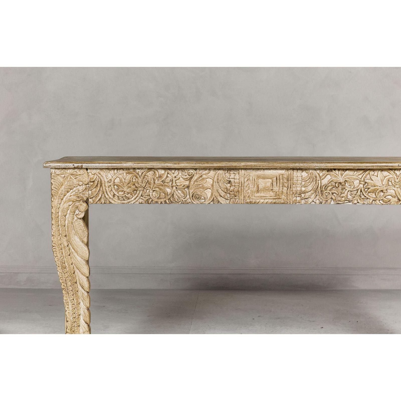 Mughal Style Console Table with Beautiful Carved Foliage