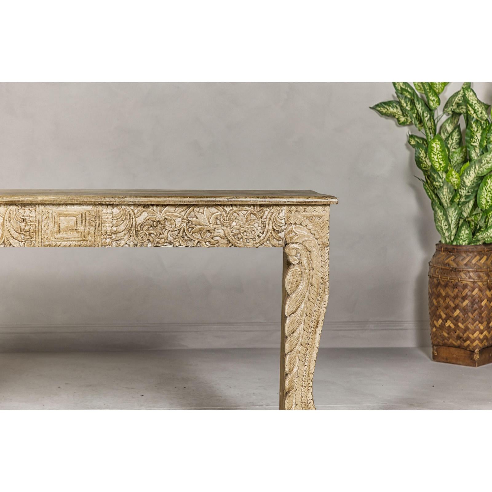 Mughal Style Console Table with Beautiful Carved Foliage