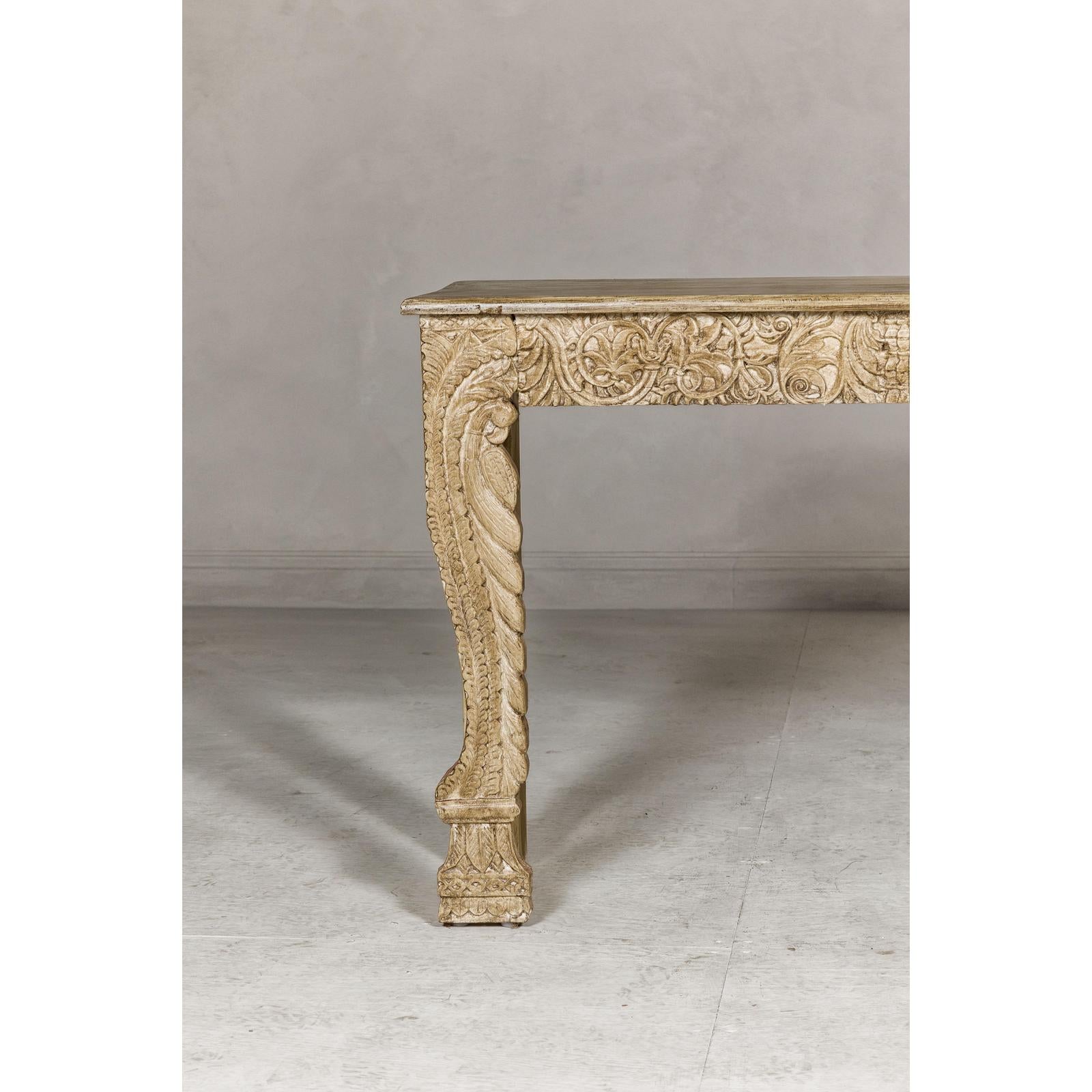 Mughal Style Console Table with Beautiful Carved Foliage