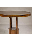 Midcentury Round Top Side Table with Column Supports and Tambour Base