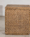 Vintage Woven Rattan Storage Basket with Wood Frame and Lid, additional gallery view 12
