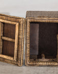 Vintage Woven Rattan Storage Basket with Wood Frame and Lid, additional gallery view 14