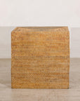 Large Vintage Woven Rattan Storage Box with Removable Lid, alternate angle