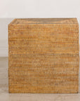 Large Vintage Woven Rattan Storage Box with Removable Lid, side view