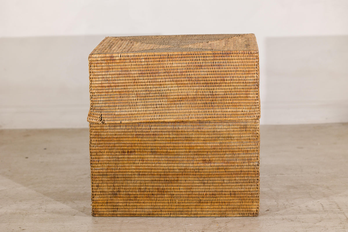 Large Vintage Woven Rattan Storage Box with Removable Lid, additional gallery view 11