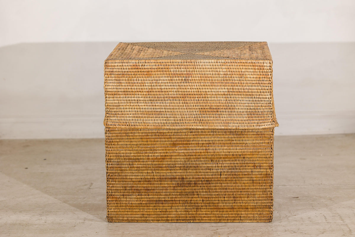 Large Vintage Woven Rattan Storage Box with Removable Lid, additional gallery view 12
