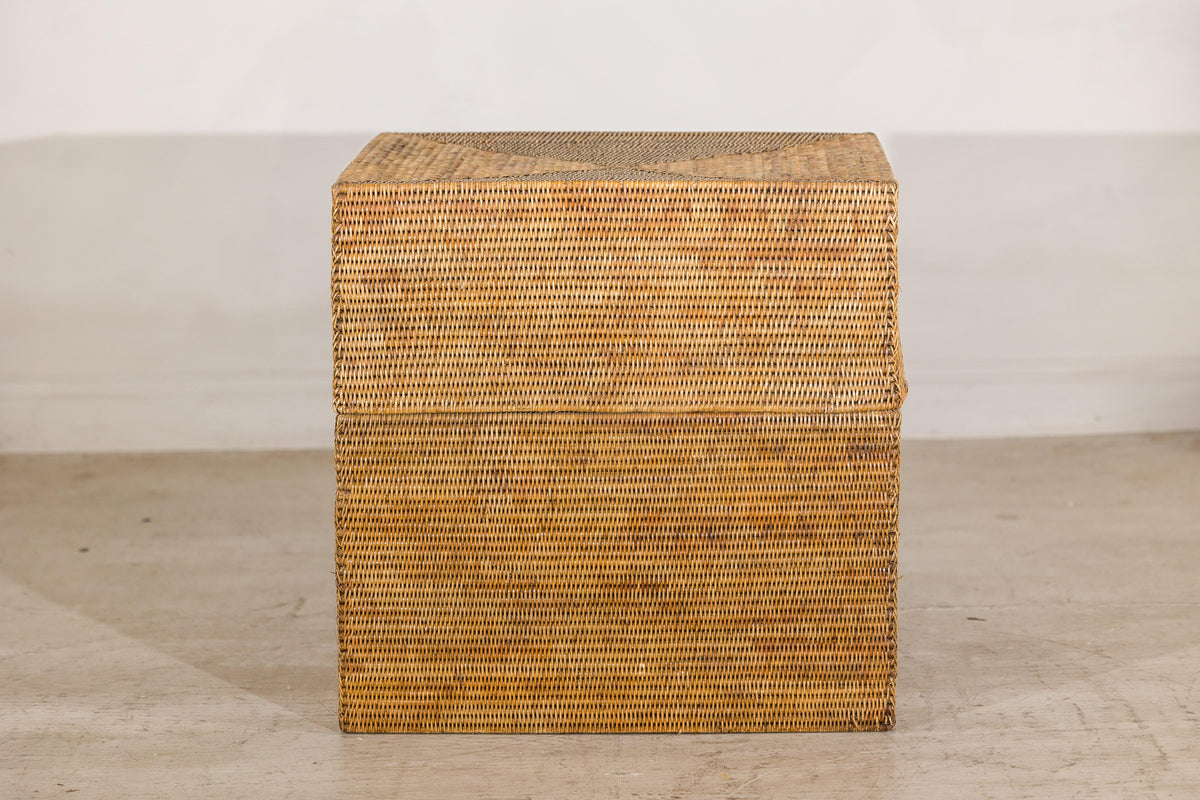 Large Vintage Woven Rattan Storage Box with Removable Lid, additional gallery view 13