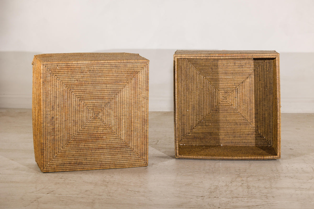 Large Vintage Woven Rattan Storage Box with Removable Lid, additional gallery view 14