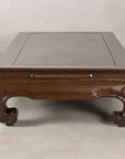 Alternate end view of the elm kang table and recessed panel top