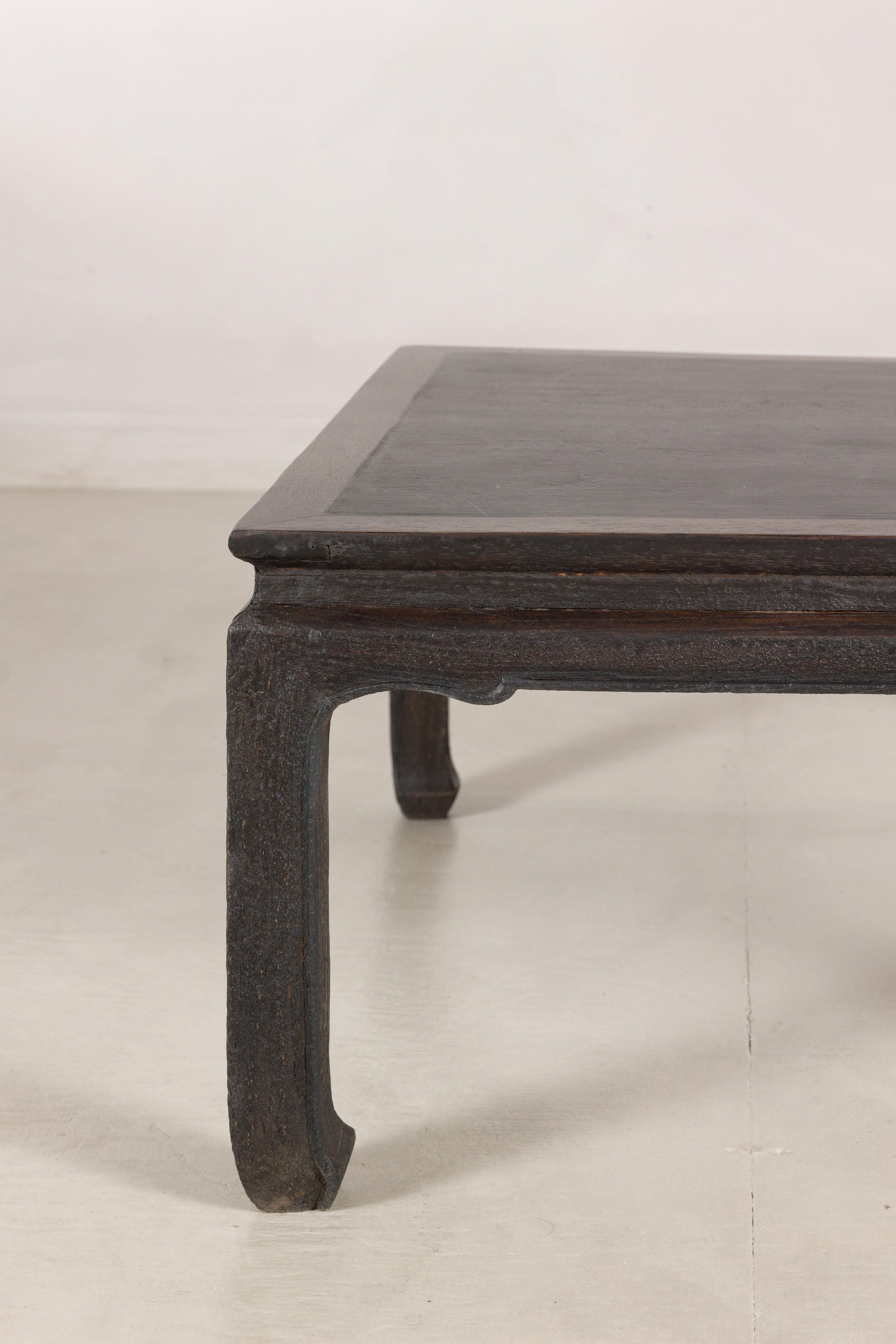 Chinese hardwood and dark stone coffee table back view