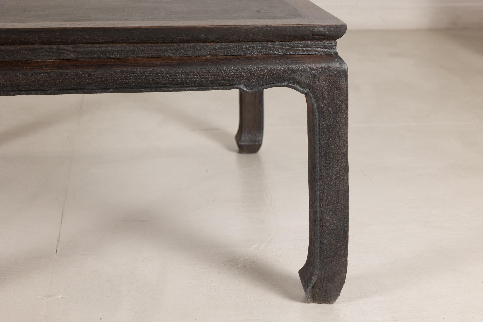 Chinese hardwood and dark stone coffee table top view