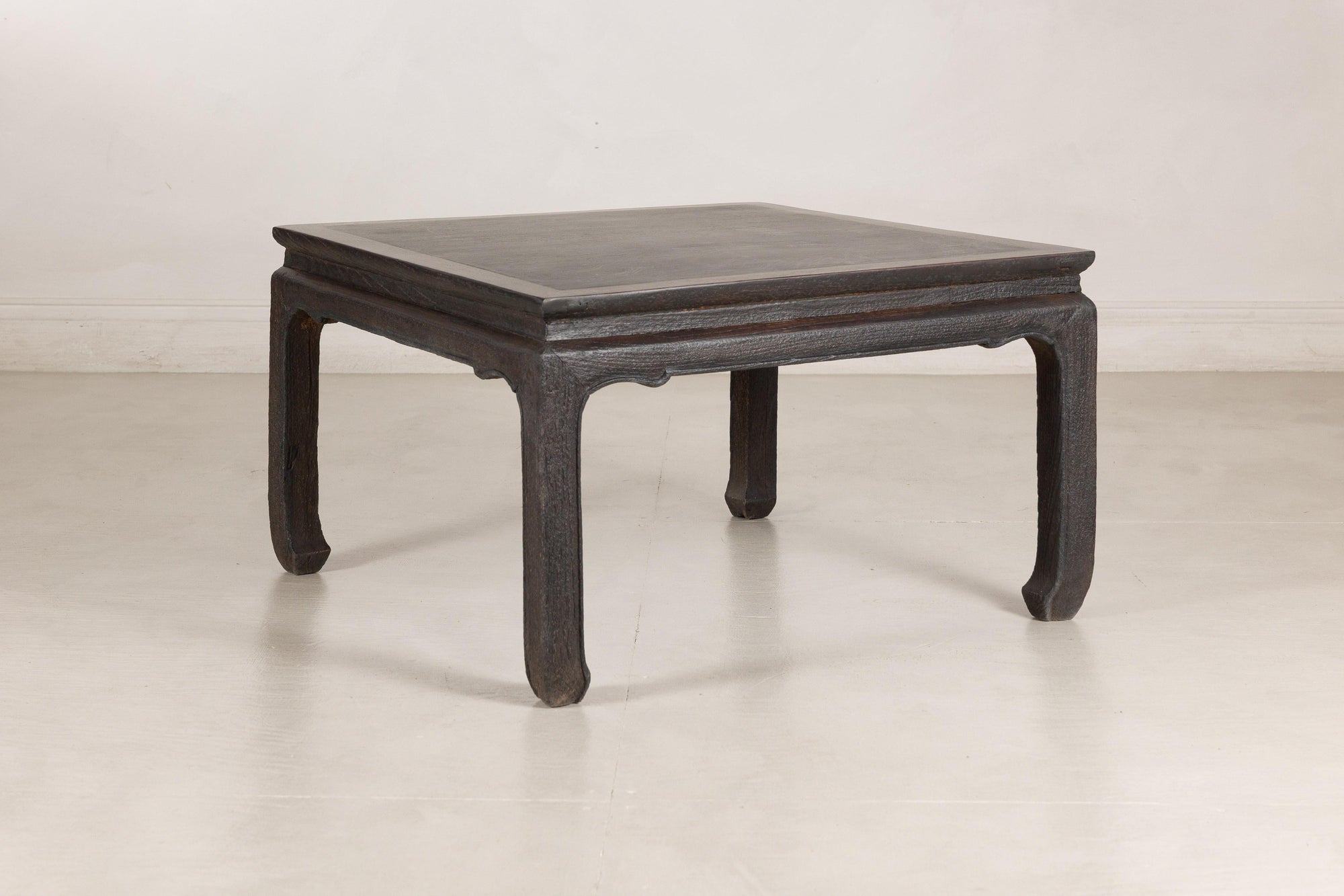 Chinese hardwood and dark stone coffee table construction detail