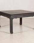 Chinese hardwood and dark stone coffee table construction detail