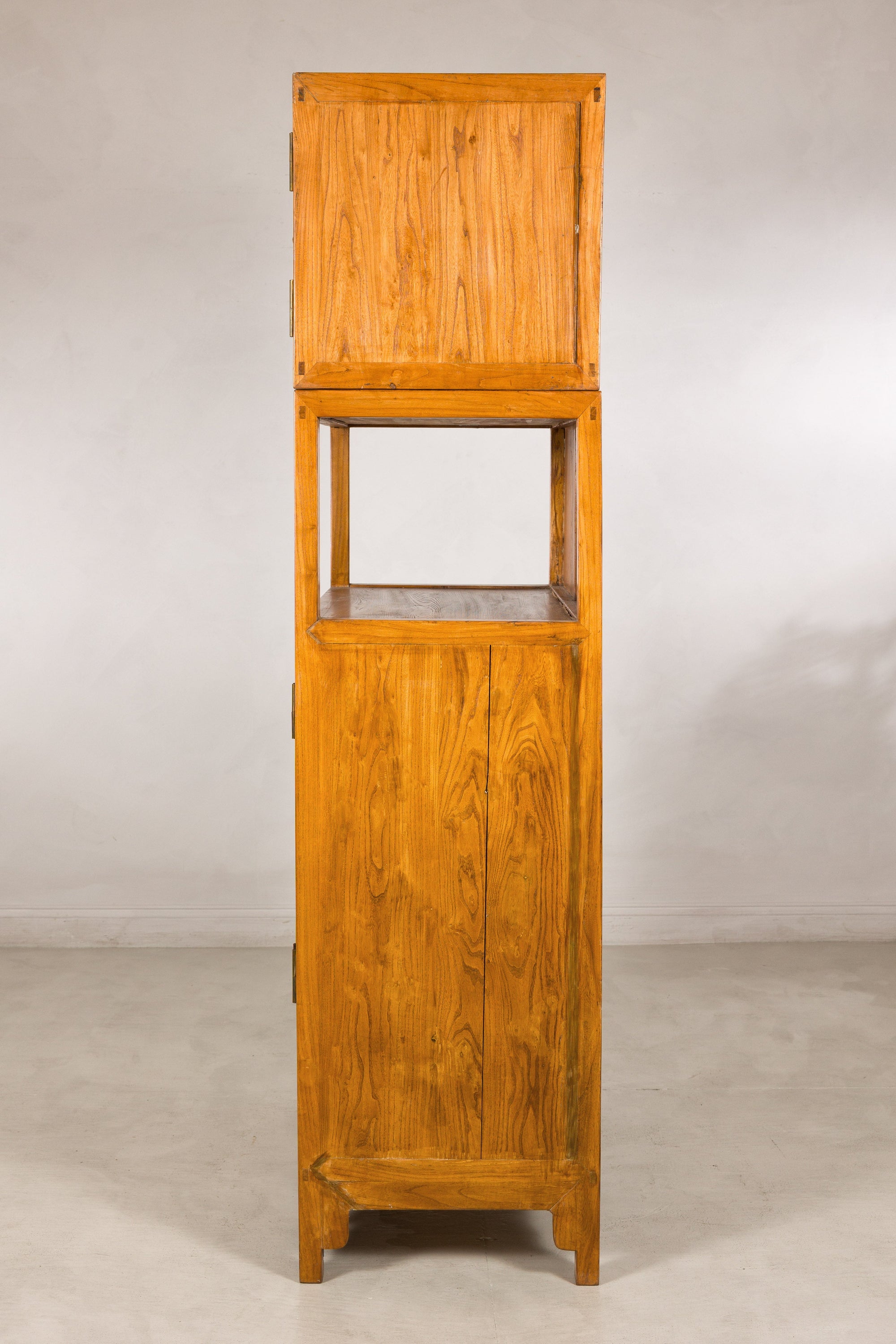 Left side profile of the tall Chinese cabinet