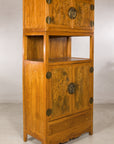 Right angled view of the tall Chinese elm cabinet