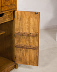 1970s American Drexel Woodbriar Pecan Dry Bar Cabinet, base detail