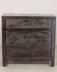 Back view of the compact Chinese cabinet in dark unfinished wood