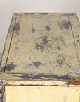 Top view showing the heavily distressed cream lacquer surface
