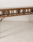 Left angled view of the long Chinese console table
