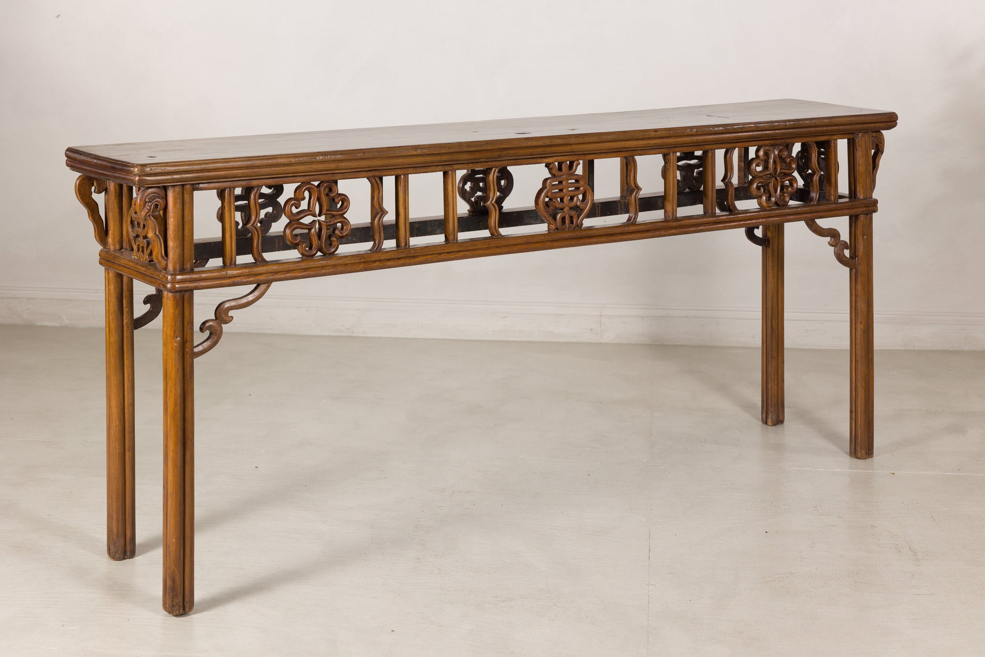 Right angled view of the antique Chinese console table