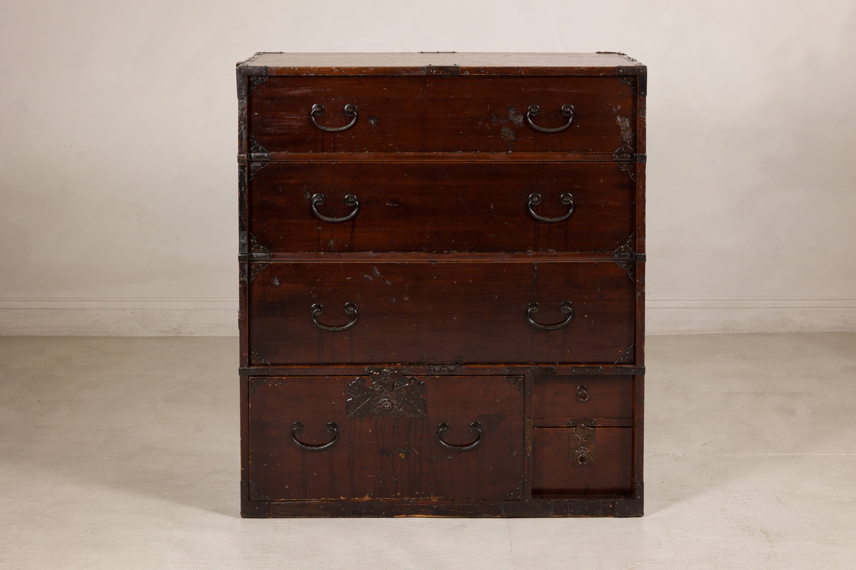 Meiji Japanese Isho-Tansu Chest with Iron Hardware, alternate angle