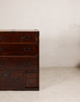 Meiji Japanese Isho-Tansu Chest with Iron Hardware, surface detail