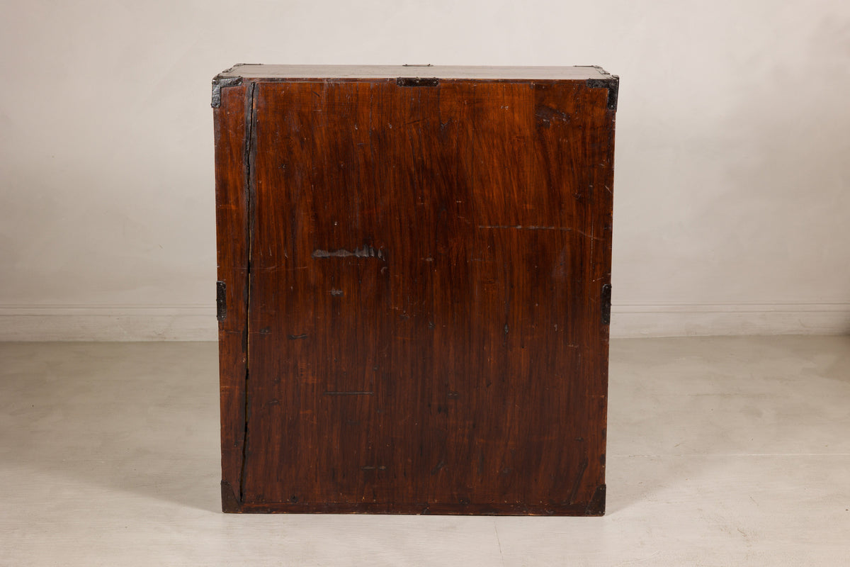 Meiji Japanese Isho-Tansu Chest with Iron Hardware, top detail