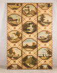 Vintage Chinese Three-Panel Painted Leather Screen, alternate angle