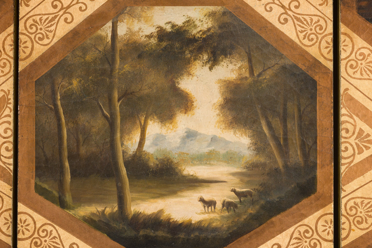 Vintage Chinese Three-Panel Painted Leather Screen, additional gallery view 17