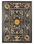 Vintage Pietra Dura Marble Tabletop with Floral Stone Inlay, top view