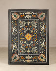 Vintage Pietra Dura Marble Tabletop with Floral Stone Inlay, top view