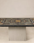 Vintage Pietra Dura Marble Tabletop with Floral Stone Inlay, top view
