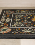 Vintage Pietra Dura Marble Tabletop with Floral Stone Inlay, top view