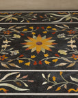 Vintage Pietra Dura Marble Tabletop with Floral Stone Inlay, top view