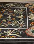 Vintage Pietra Dura Marble Tabletop with Floral Stone Inlay, top view